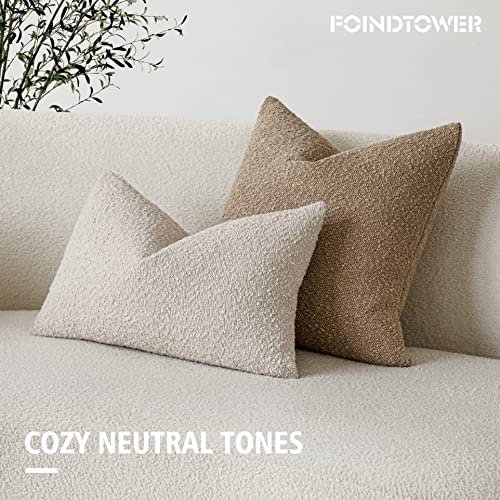 Image of Foindtower Pack of 2 Textured Boucle Throw Pillow Covers Accent Solid Lumbar Pillow Cases Cozy Soft Decorative Couch Cushion Case for Chair Sofa Bedroom Living Room Home Decor, 12 x 20 Inch,Beige