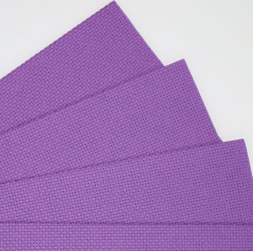 Image of KCS 4 pc of 12 inch x 18 inch(30cmx45cm) 14CT Counted Cotton Aida Cloth Cross Stitch Fabric (Lavender)
