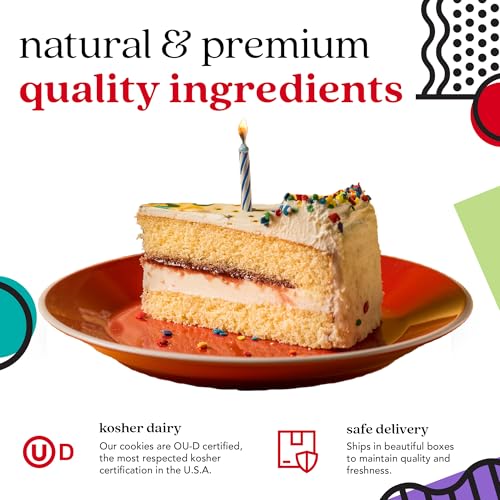 David's Cookies Vanilla Birthday Cake 7"- Premium Fresh Ingredients - Surprise Your Friend and Family With Our Vanilla and Raspberry Flavor Birthday Cake Dessert