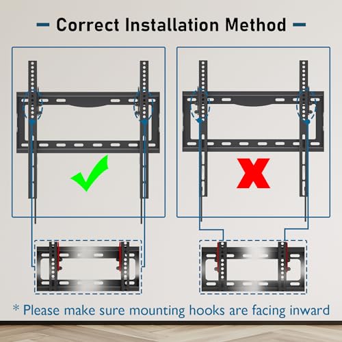 Image of BONTEC Tilting TV Wall Mount Low Profile for Most 26-65 inch LCD LED OLED Flat Curved Screen TVs, Slim TV Wall Bracket Max VESA 400x400mm, Loading Capacity up to 121lbs, Fits Wood Studs
