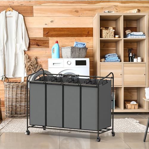 Simple Houseware BO-11B-D 4-Bag Heavy Duty Laundry Sorter Rolling Cart thumb #1