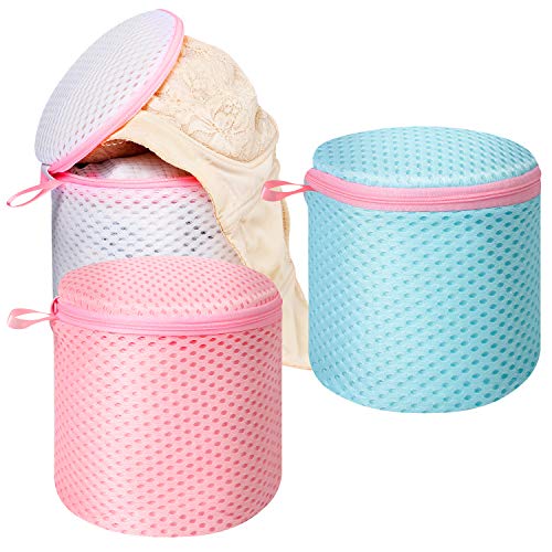 DOMIES 3 Pcs Mesh Bra Wash Bags, 3D Sandwich Fabric Bra Bags for Washing Machine, Delicates Lingerie Bags for Laundry, Laundry Bag for Bras, Travel Laundry Bag for Intimates Lingerie and Delicates