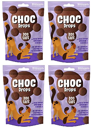 4 PACK ROSEWOOD CHOC DROPS DOG SAFE CHOCOLATE TREAT TRAINING BITE SIZE TREAT BUTTONS 200G