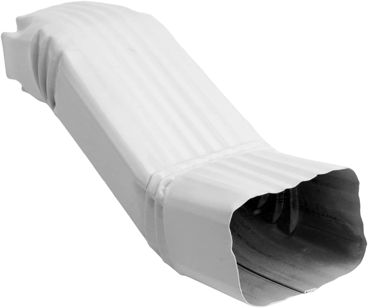 Gutter Downspout OFFSET White (Gloss) Aluminum gutter downspout elbow extensions. (2X3 A-Style)