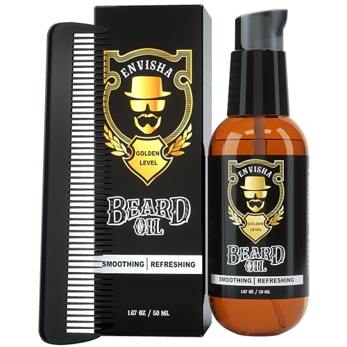 Acondicionador de aceite para barba con peine, acondicionador de barba natural con aroma de naranja dulce, suaviza la barba, hidrata y fortalece el crecimiento de la barba