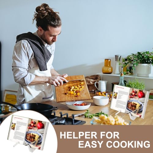 Recipe Book Stand, Wooden Cookbook Holder for Display Stands, Cook Book Stand for Reading Hands Free, Recipe Holder for Magazines, Tablets - Image 3