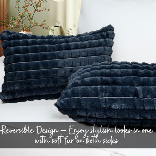 Image of HOMADORN Luxury Plush Fur Reversible Cushion Cover Ultra Soft & Cozy (Pack of 2)