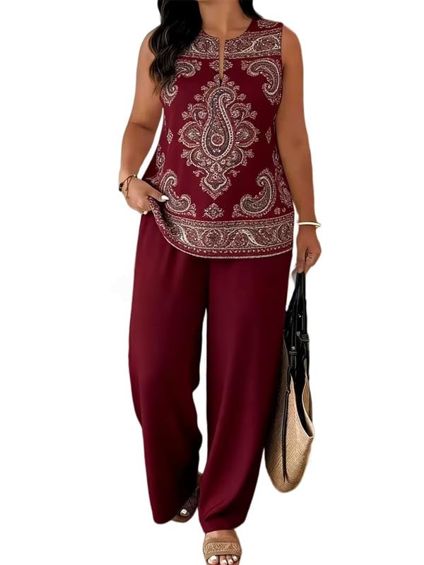 Ensembles de lounge décontractés pour femme avec pantalon large style ethnique