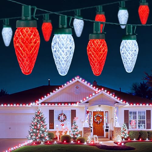 Brightown C9 Christmas Lights Outdoor, 114FT 150 LED Red and