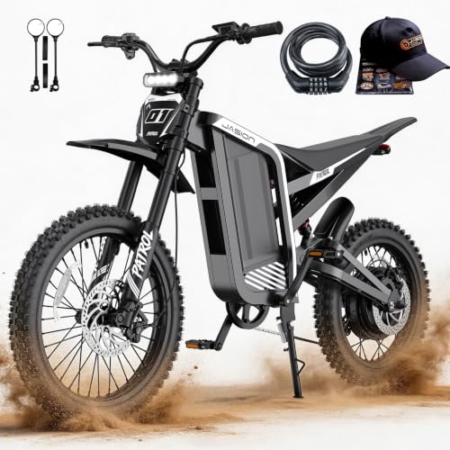 Image of Jasion Patrol 52 Electric Bike for Adults&Teens,Ebike 4000W Peak 40MPH with 52V 30AH 1560Wh Battery,E Dirt Bike 50-Mile Range,19'' /17'' Off-Road Tires,Full Hydraulic Brakes & Dual Suspension