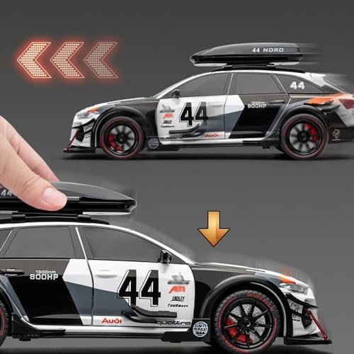 Image of TOYRENTTO 1:24 A*U*D*I RS6 Diecast Car Toy - 6 Openable Doors, Lights, Sound & Music, Roof Box & Racing Design for Kids & Collectors(Colour AS PER Stock)