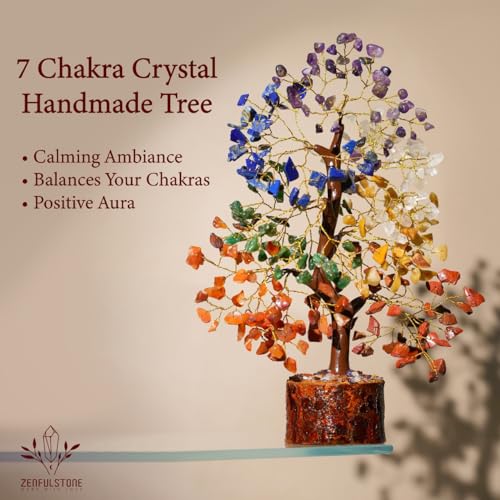 7 Chakra Crystal Tree for Home Decor, Good Luck Birthday Gifts for Her, Mom | Crystal Tree of Life Presents for Women, Bonsai Tree Ornaments for Decoration, New Home-Housewarming Gifts for Positivity