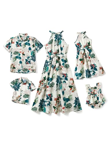 PATPAT Completi Famiglia Tropicali - Abito Senza Spalline Donna & Bambina, Maglietta Uomo & Ragazzo - Costumi Spiaggia, Feste e Vacanze - Set Coordinati Bambina Mamma Figlia, papà Figlio
