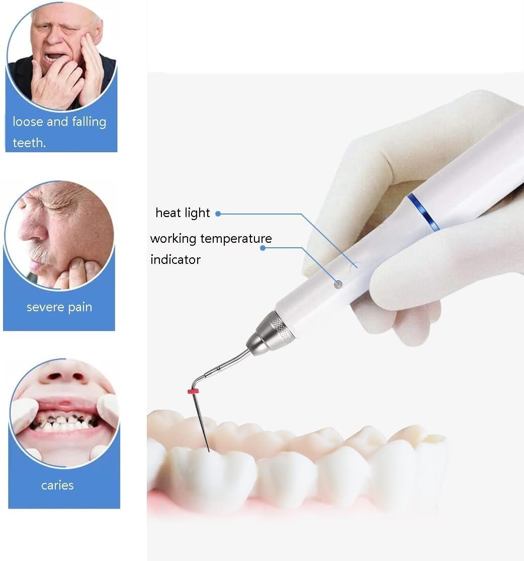 Taglierina per Guttaperca Dentale Wireless A 4 Punte Penna Riscaldata Senza Fili Strumento per L'igiene Orale con Dock di Ricarica Denti Penna per Sistema di Otturazione in Guttaperca