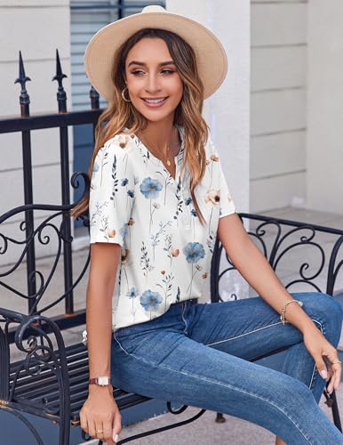 Zeagoo Womens Summer Tops Casual Short Sleeve V Neck Shirts Business Dressy Work Blouses4