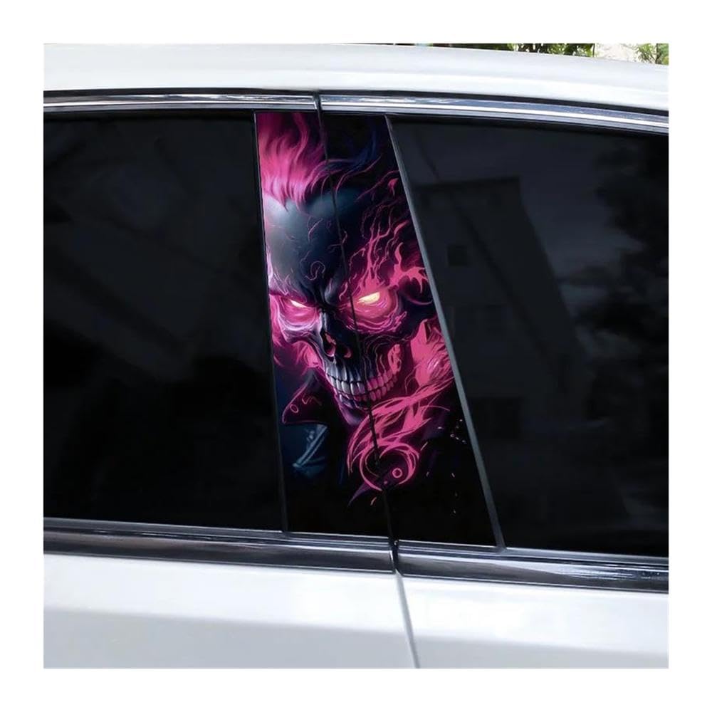 Body Parts 2pcs Car B-Pillar Decals Magic Skull PVC Auto Center Pillar Waterproof Sticker(D)