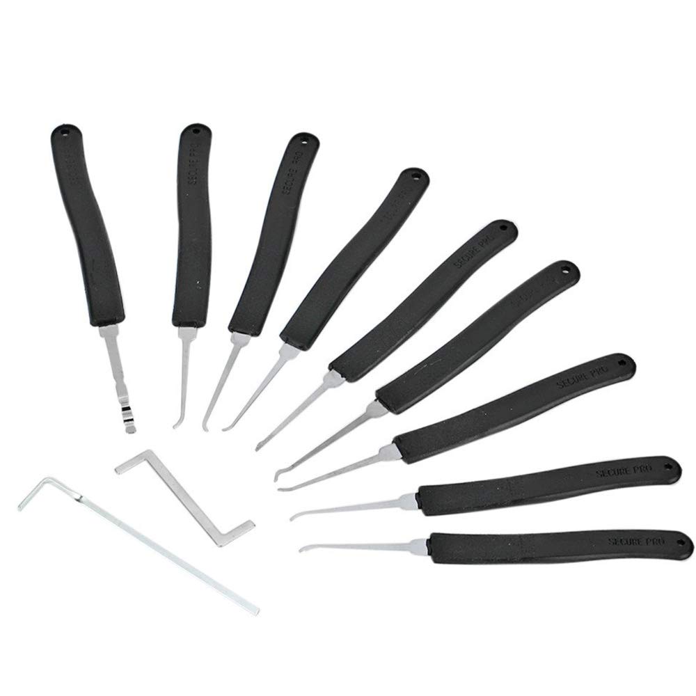 Loboo Idea juego de 14 piezas de púas de cerradura de Kaba con dientes, abridor de cerrajero, herramientas de cerrajero, Negro