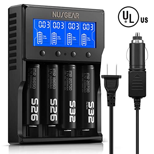 LCD Display Universal Battery Charger, NusGear Speedy Smart Battery Charger for Rechargeable Batteries