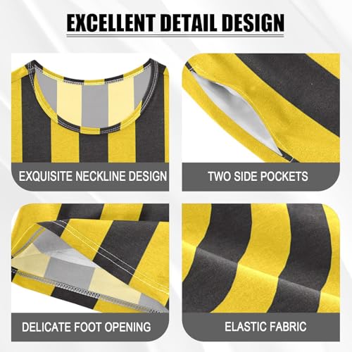 senya Short Sleeve Pajamas Sets Summer Cotton Sleepwear Yellowand Black Stripe4