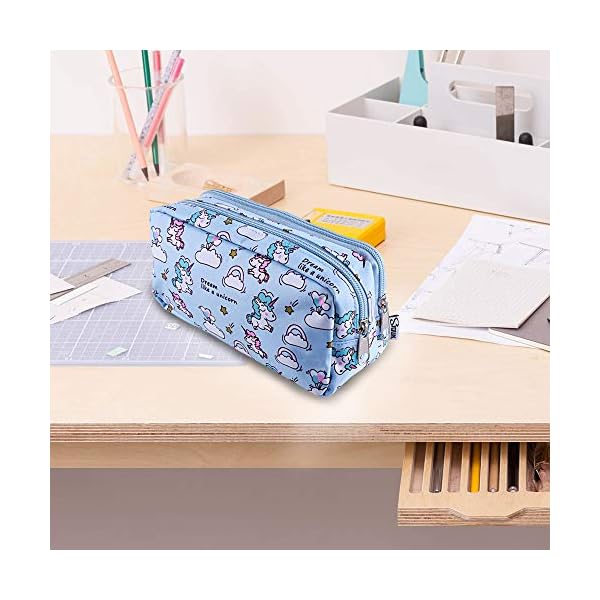 SIQUK Einhorn Federmäppchen Federtasche Große Kapazität Bleistiftbeutel Doppelreißverschlüsse Einhorn Bleistiftbeutel… – Bild 8