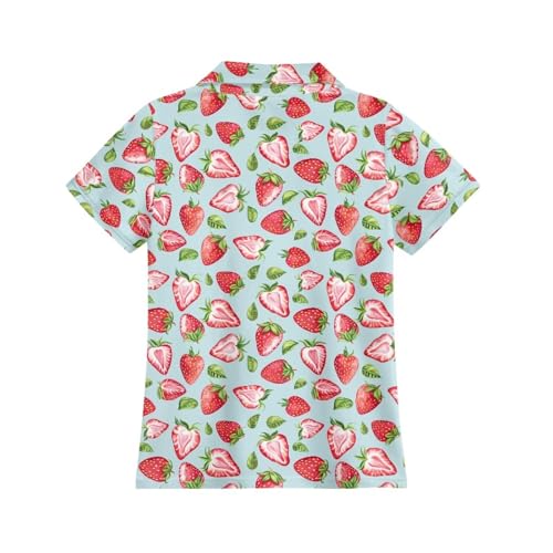 Girls Short Sleeve Golf Shirts 3-Button V-Neck Tennis Shirts Athletic Tank Tops Quick Dry Golf Clothes for 5-16Y4