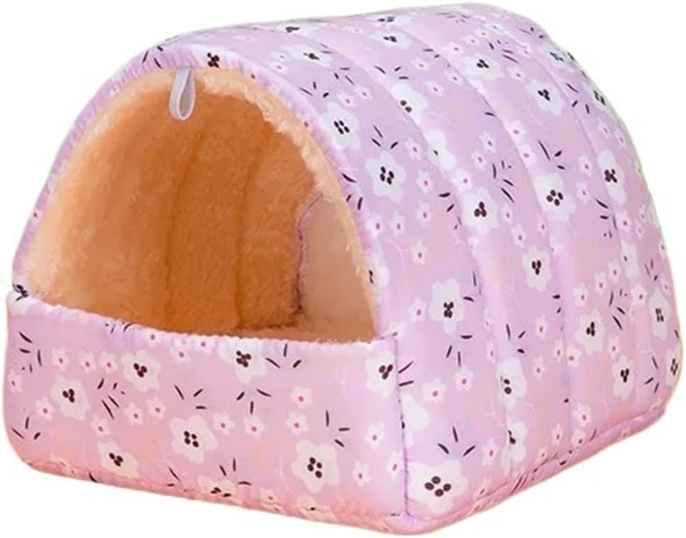 Guinea Pig Bed Soft Hamster House Guinea Pig Warm Mat Nest Small Animal Sleeping Bed Winter Comfortable Plush Hamster House Cave Pets Supplies(Color7,XL 18x18cm)