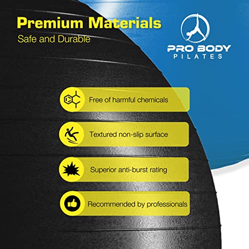 Probody Pilates Ball Exercise Ball Yoga Ball, Multiple Sizes Stability Ball Chair, Gym Grade Birthing Ball For Pregnancy, Fitness, Balance, Workout At Home, Office And Physical Therapy (Black, 45 Cm) #TOP1