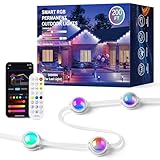 Permanent Outdoor Lights for House, 200FT RGB+IC Smart Eave Lights with DIY Color, IP67 Waterproof, App & Remote Control, 72 Scene Modes, Outdoor Roof Lighting for Christmas, Holiday & Daily Decor
