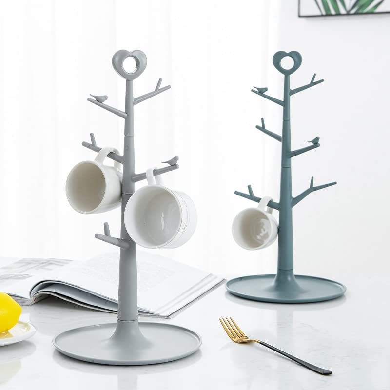 Mug Holder Tree - Removable Organizer Rack Stand With Hooks for Countertop Home Storage (Grey) - Image 4