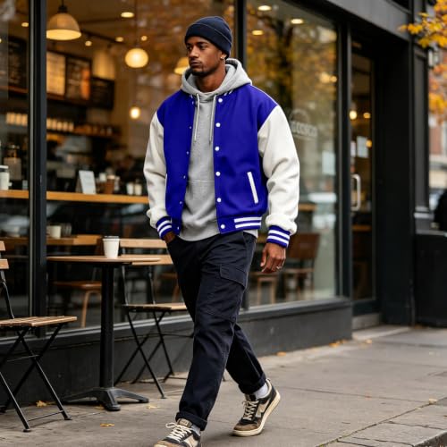 Men's Varsity Jacket Baseball Streetwear Fleece Oversized Cardigan - image 7