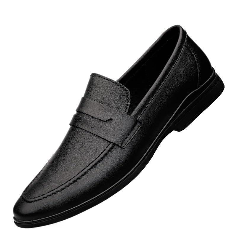 Mens Italian Genuine Leather Loafers British Gentleman Style Slip On Dress Wedding Party Casual Driving Flat Shoes