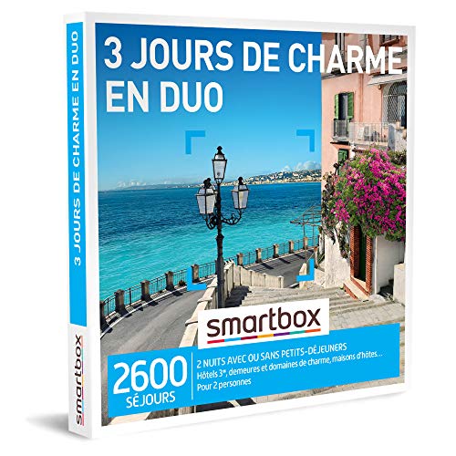 SMARTBOX - Coffret Cadeau Couple - Idée cadeau original : Séjour de 3 jours de charme à 2 pour découvrir de nouvelles contrées
