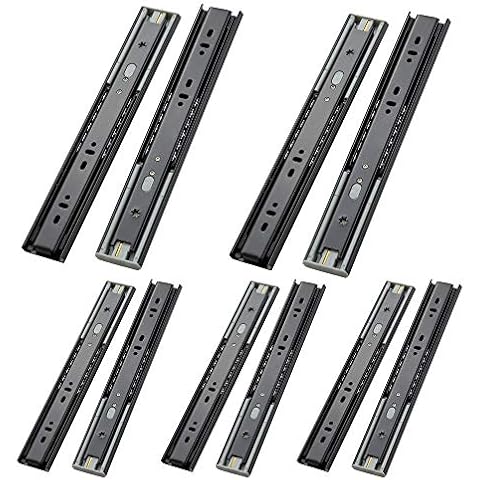 AOLISHENG 5 Pair Soft Close Drawer Runners 550mm Heavy Duty 45kg Load Capacity Side Mount Full Extension Ball Bearing Kitchen Cabinet Self Close Slides Rails Replacement Black Cover