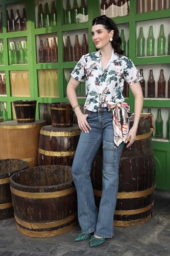 Image of Zilcon Women's Cotton Printedshort Tops for Woman Half Sleeve Hawaiian Top Club Party Disco T-Shirt for Women Stylish, Festival wear, Tops