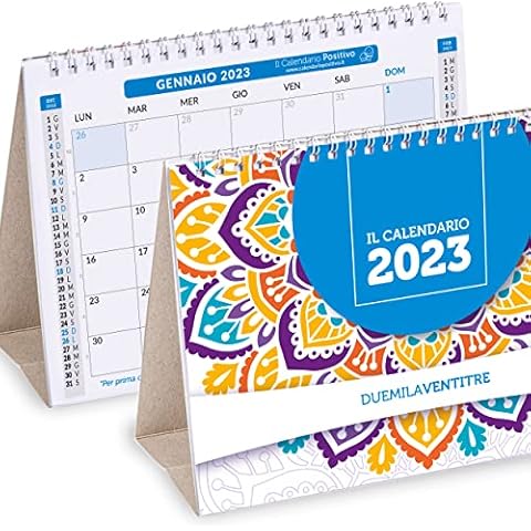 Table Calendar 2023 Positivo | Checked | Office Desk Calendar | Ideal for scoring appointments and commitments | Cm 21x15 | 28 Facades with Double Months Cover