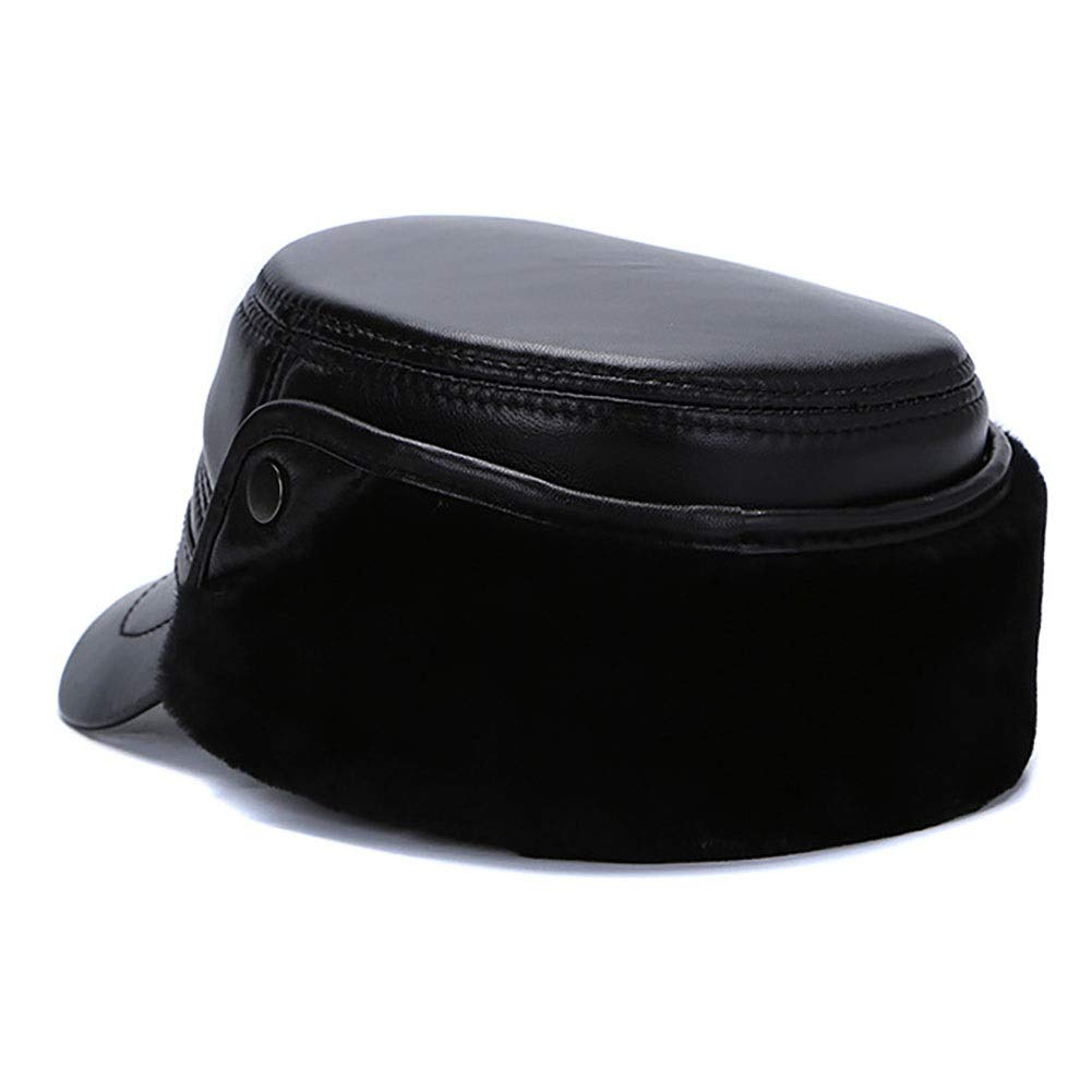 Sombreros de invierno, invierno El sombrero plano de la gorra de béisbol de cuero de edad avanzada más sombrero de terciopelo con protección contra el oído