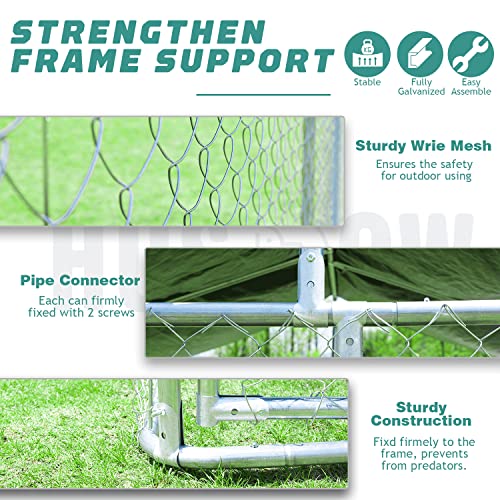 Husdow Outdoor Dog Kennel, 6.5Ft X 6.5Ft X 5.6Ft Heavy Duty Dog Metal Cage Dog Playpen Dog Fence With Secure Lock And Waterproof & Anti-Uv Cover For Garden, Yard, Farm, Chicken Coop, Hen House #TOP1