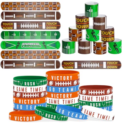 PIXHOTUL 40 Pieces Football Party Favors, Silicone Wristbands and Rubber Bracelets for Game Day, Teens Birthday, Theme Party, Team Awards Presents