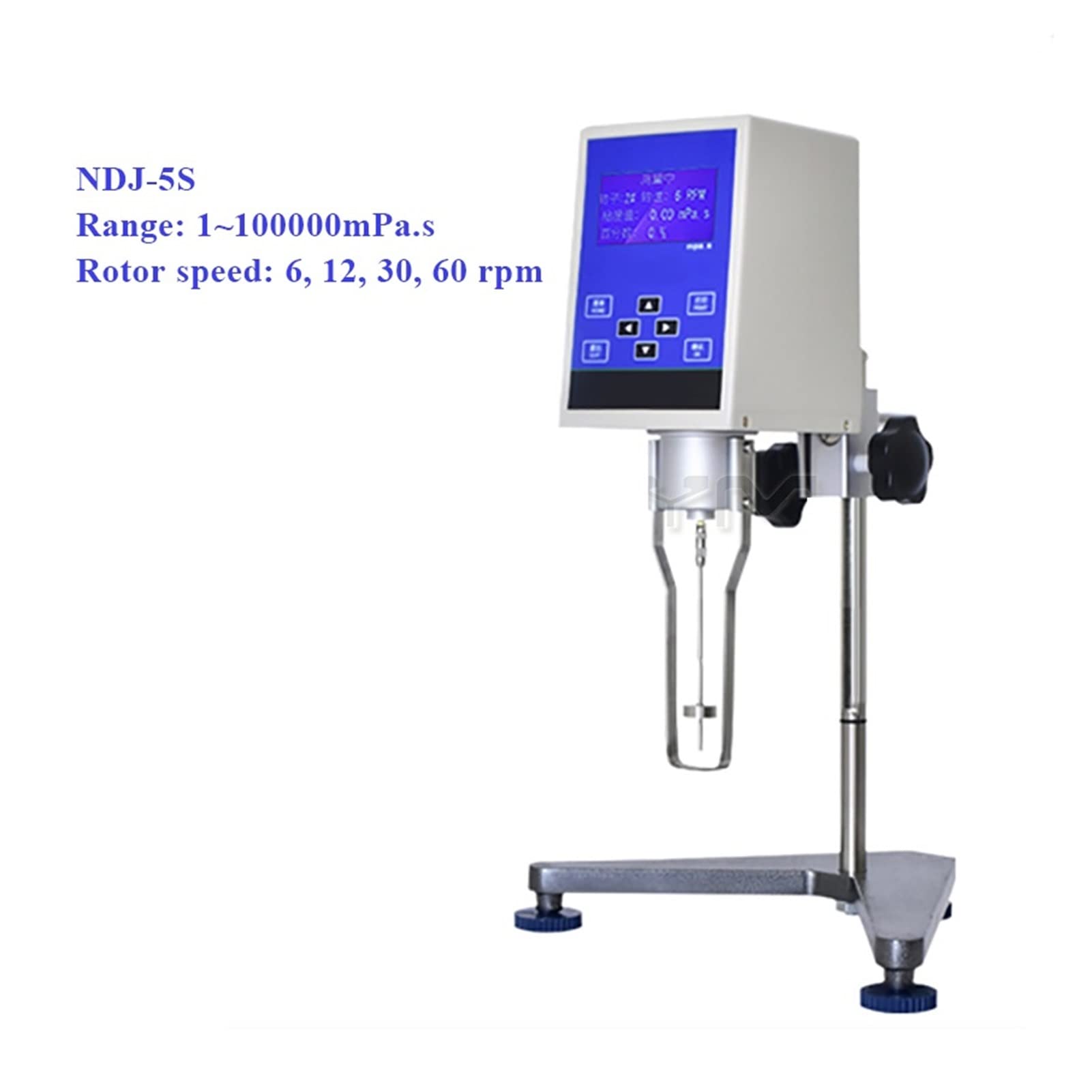 Digital Rotary Viscometer, NDJ-5/8/9S Rotary Digital Viscometer Viscosity Tester Rotational Viscosity Meter Fluidimeter with No. 1-4 Rotors 1-2000000 mPa.s,Lab Meter(NDJ-5S)