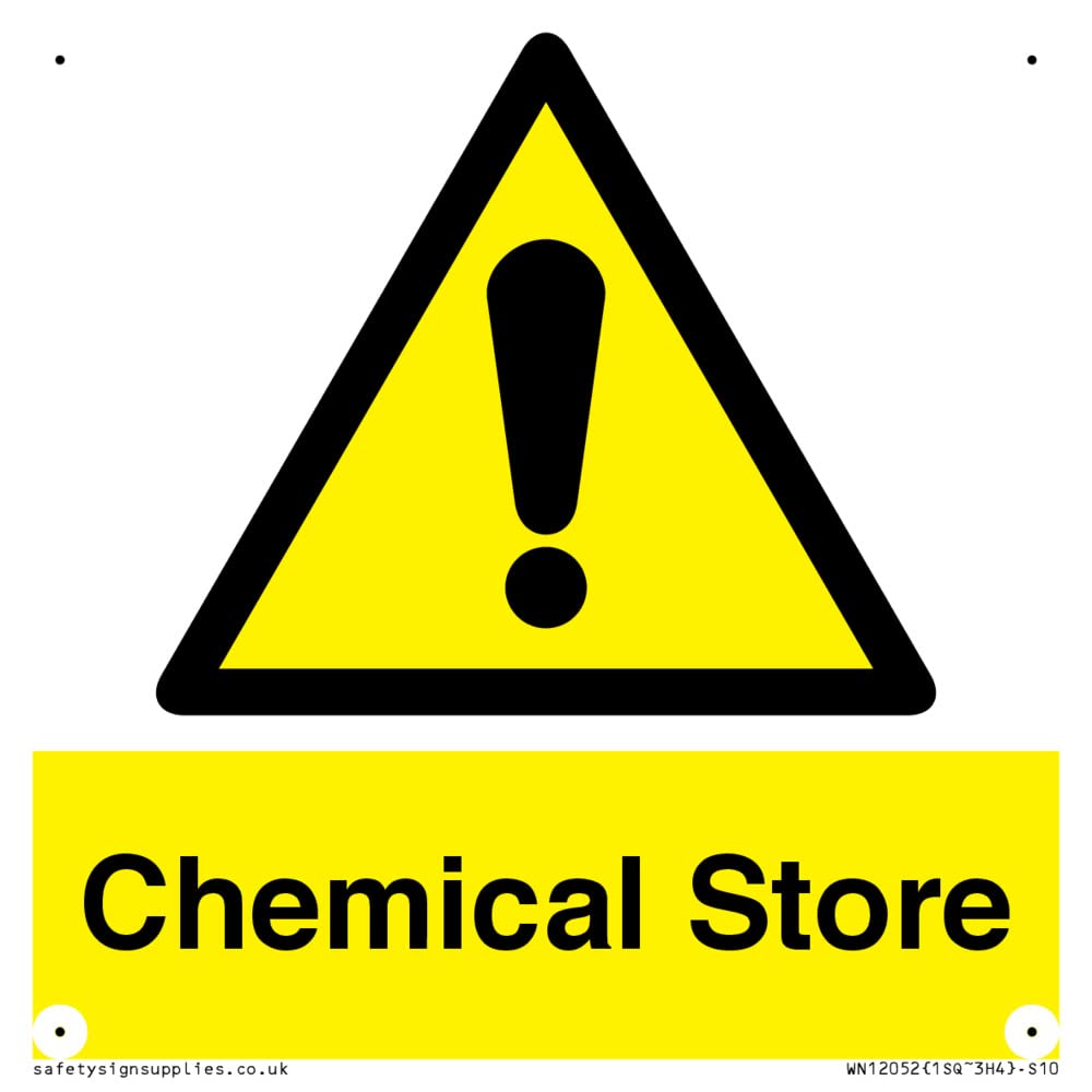 Chemical Store Sign - 100x100mm - S10, Yellow/White