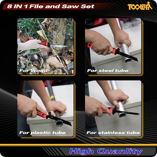 Image of 8-In-1 Multi Blades Hand Saw, Drywall Cutter. Hacksaw. Long Blade, Jab Saw, For Cutting Drywall, Sheetrock, Wood, Metel, Plastic, Plywood. Blade Quick Change Mechanism. Red Handle.