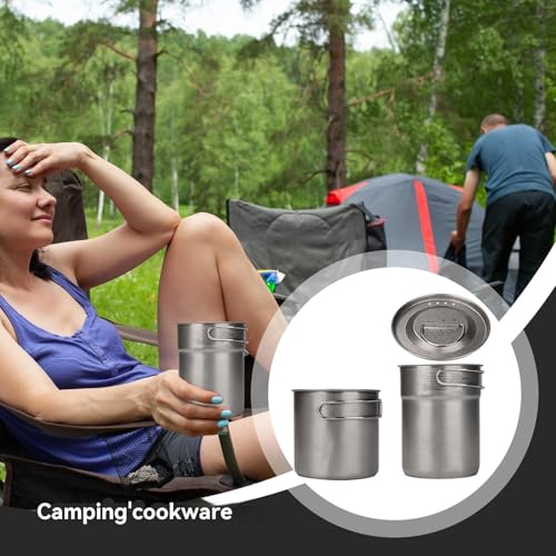 Camping Pots, Camp Cooking Pot Set, 0.95, Portable Lightweight 2X Stainless Steel, Meal Prep Equipment for Backpacking, Hiking Mountaineering, Picnics, Outdoor Survival – Image 4