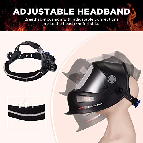 ENJOHOS Schweißhelm, Tacklife PAH04D Automatik Schweißhelm mit 4 Sensoren, Optische Klasse: 1/1/1/1, Solar Schweißmaske (Schwarz großer Bildschirm) - Image 4