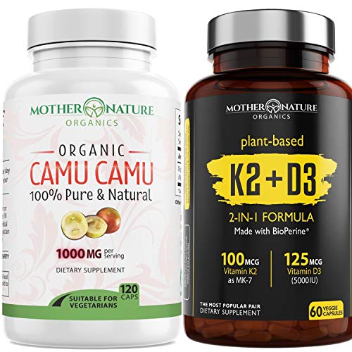Mother Nature Organics Superfoods For Organic Living Camu Camu And K2+D3 Bundle #TOP20