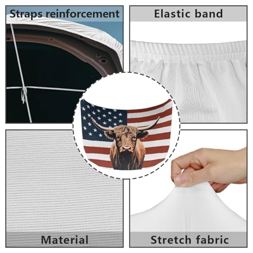 Image of Highland Cow Car Hood Cover, Car Bonnet Banner,American Flag Car Hood Cover Protector from Cats, Elastic Polyester, Stretchable, Waterproof Automotive Hood Covers