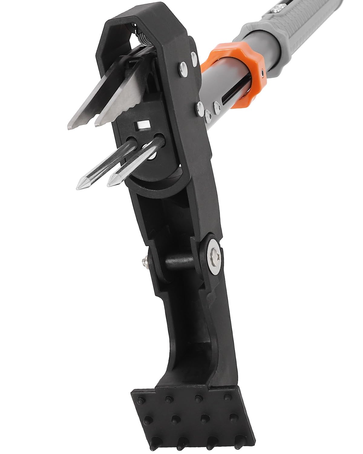 HAUSPROFI Extractor Malas Hierbas (Longitud de 91 cm a 117 cm), Bolsa de Jardinería de 50 litros, 4 Dientes de Rastrillo, Diseño de Retorno Automático, para el Mantenimiento del Césped