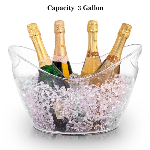 Large 3-Gallon Clear Plastic Ice Bucket, Beverage Tub for Parties (Pack of 2) - Image 3