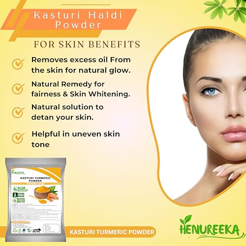 Image of Kasturi Turmeric Powder (Curcuma Longo) 100% Organic, Chemical-Free, and Paraben-Free Skin Brightening & De-Tanning Natural Beauty Care (100g)