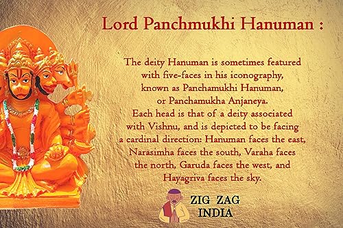Estatua Panchmukhi Hanuman ji de Resina Naranja 6 pulgadas miniatura 4