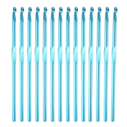 HEYLEAYAR 5MM Aluminum Crochet Hooks 14PCS,Crochet Needle US Size H(US Size 8),Crochet Hooks Bulk for Craft Yarn Contribute to Beginners
